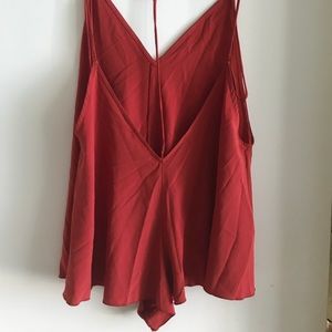 FREE PEOPLE breezy silk romper with open back